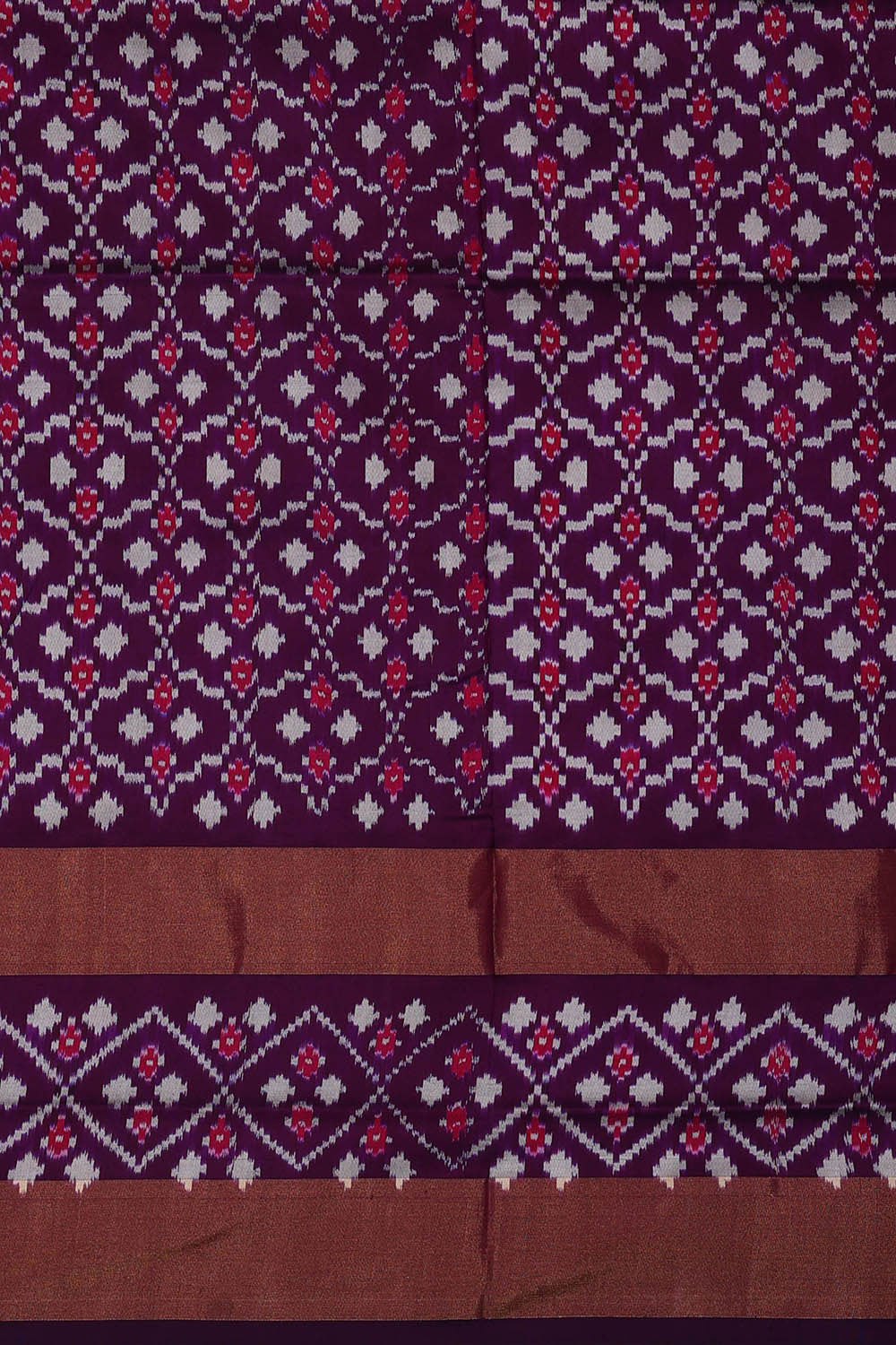 Image of Ikat Silk Red Saree