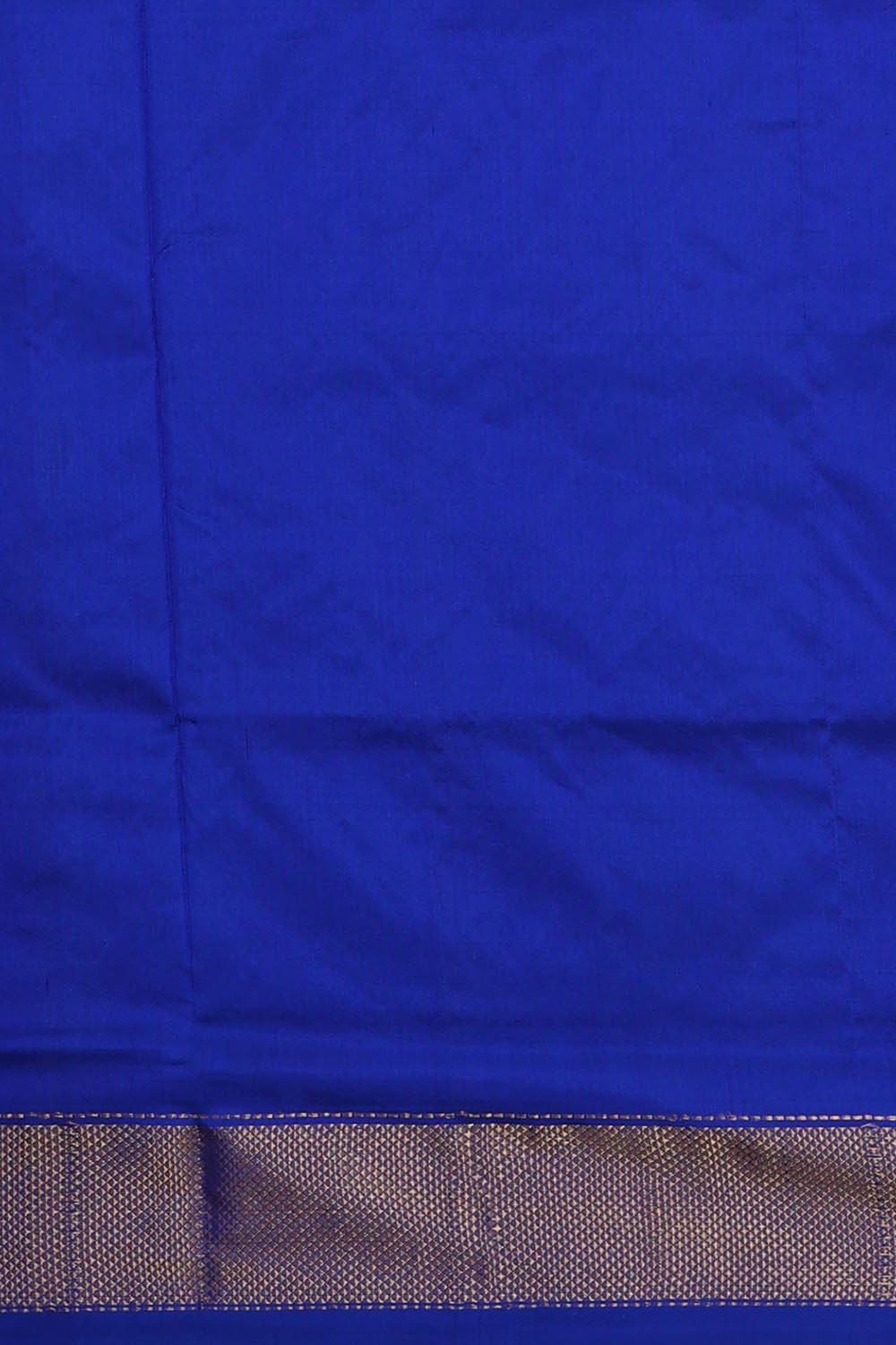 Image of Ikat Silk Cream-Blue Saree