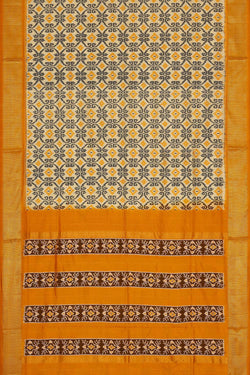 Image of Ikat Silk Cream Saree