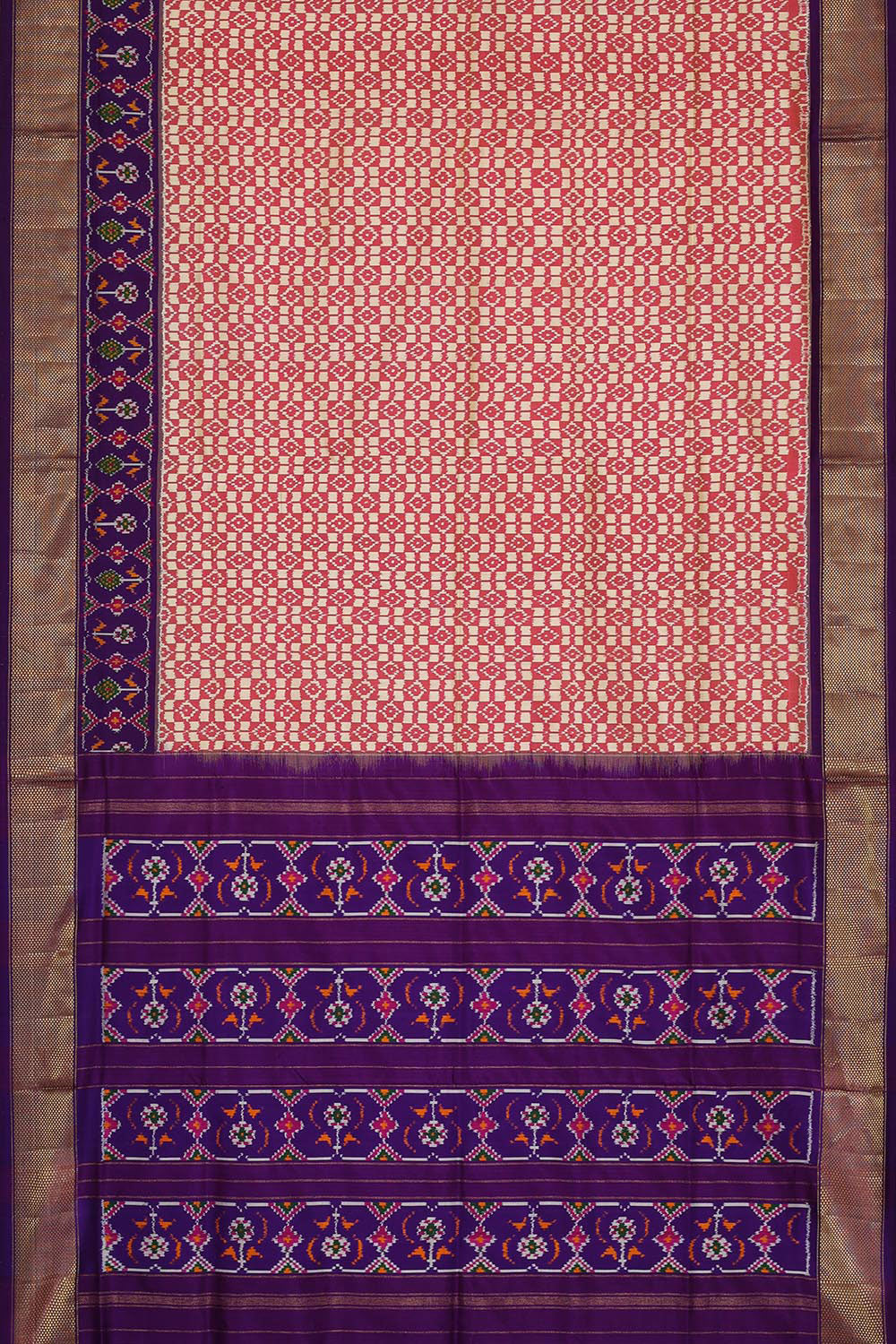 Ikat Silk Light Red Saree