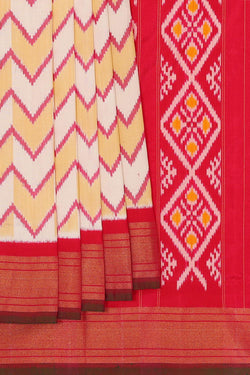 Image of Ikat Silk Cream Saree