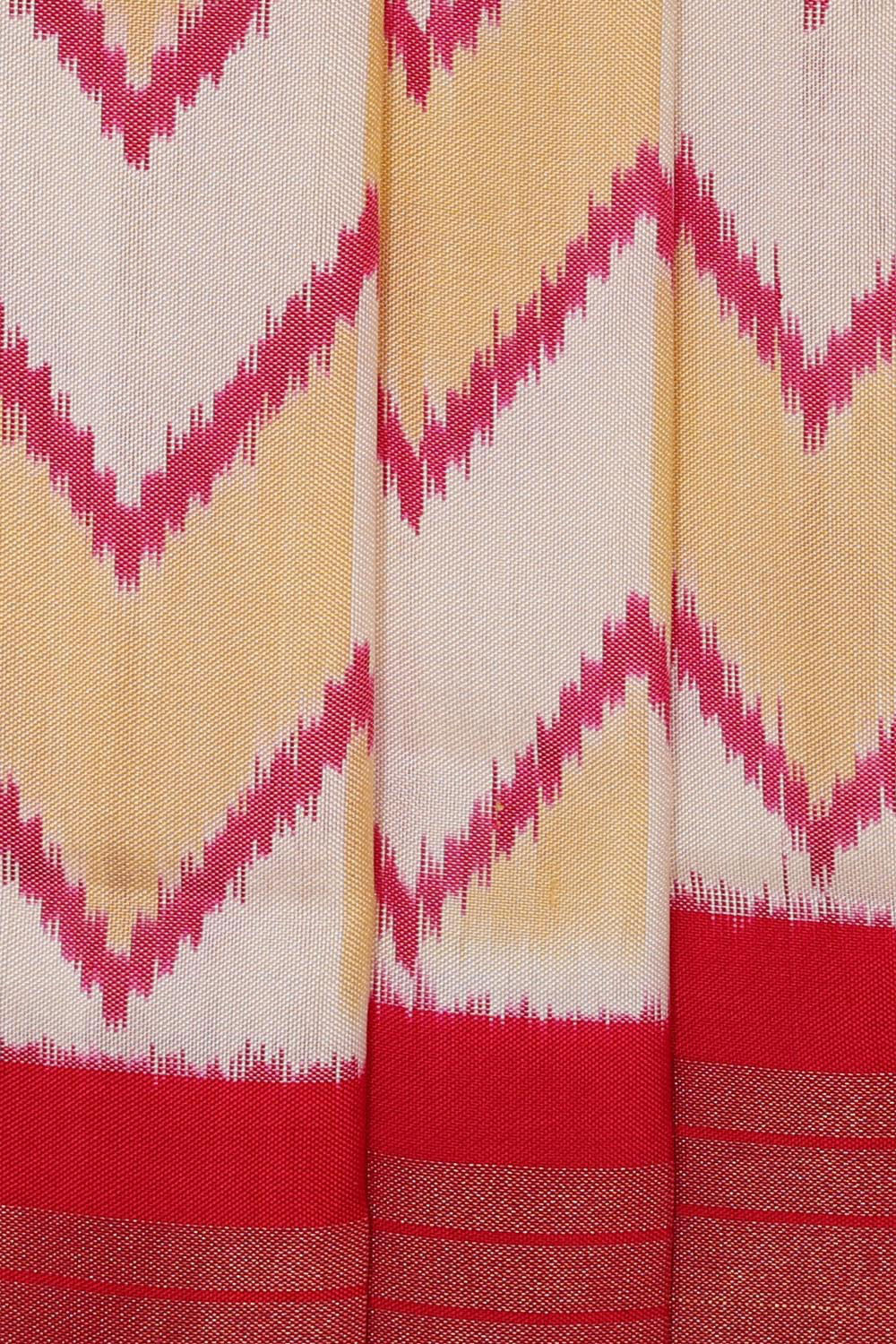 Ikat Silk Cream Saree