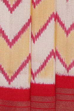 Image of Ikat Silk Cream Saree