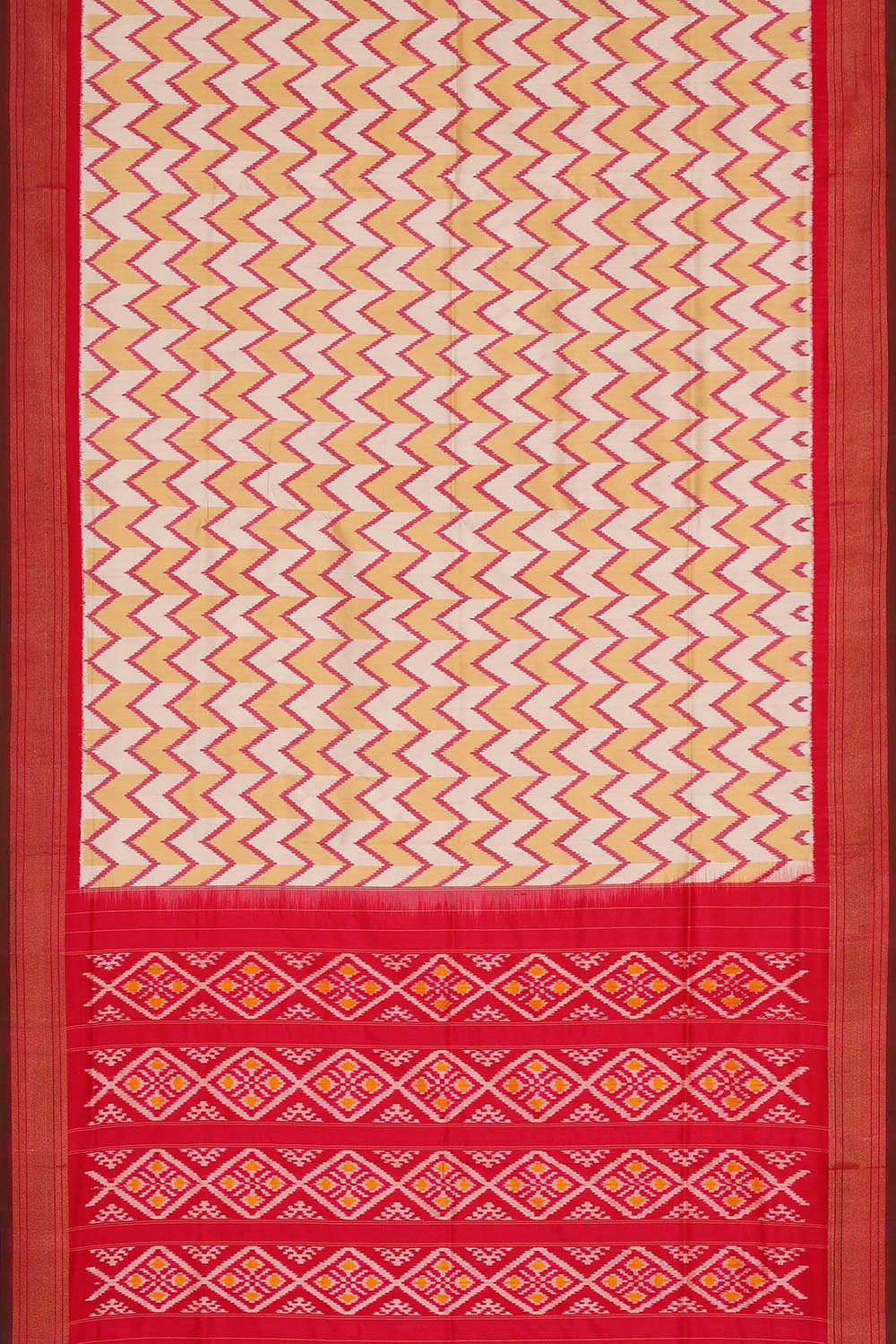 Ikat Silk Cream Saree