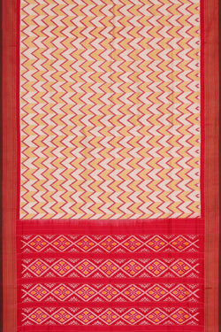 Image of Ikat Silk Cream Saree