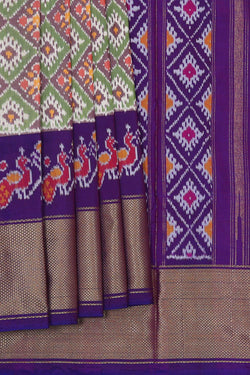 Image of Ikat Silk Green Saree