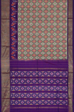 Image of Ikat Silk Green Saree