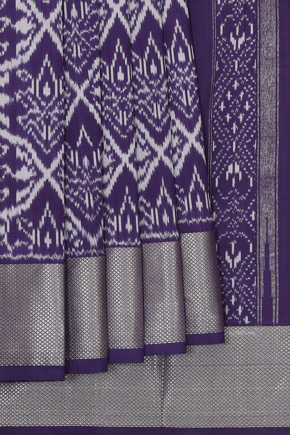 Ikat Silk Violet Saree