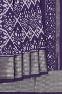 Image of Ikat Silk Violet Saree