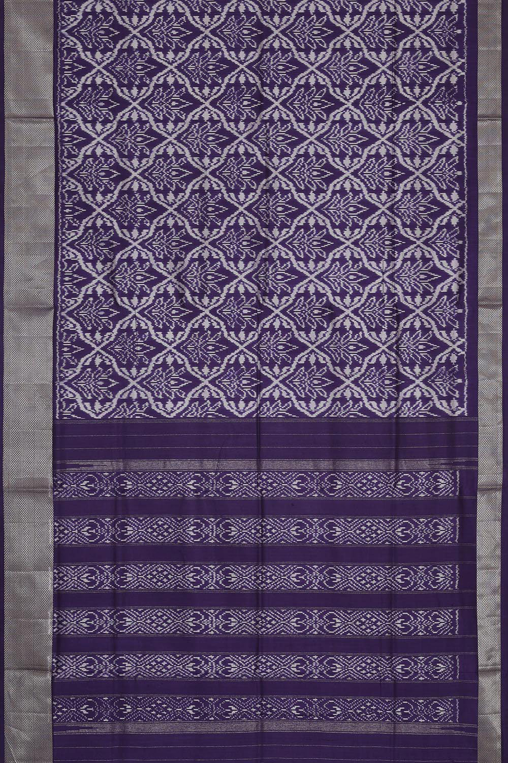 Ikat Silk Violet Saree