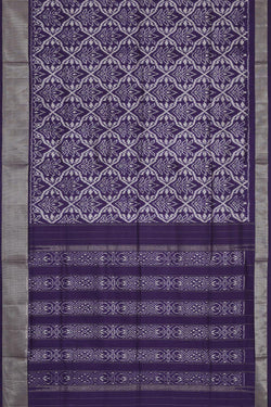 Image of Ikat Silk Violet Saree