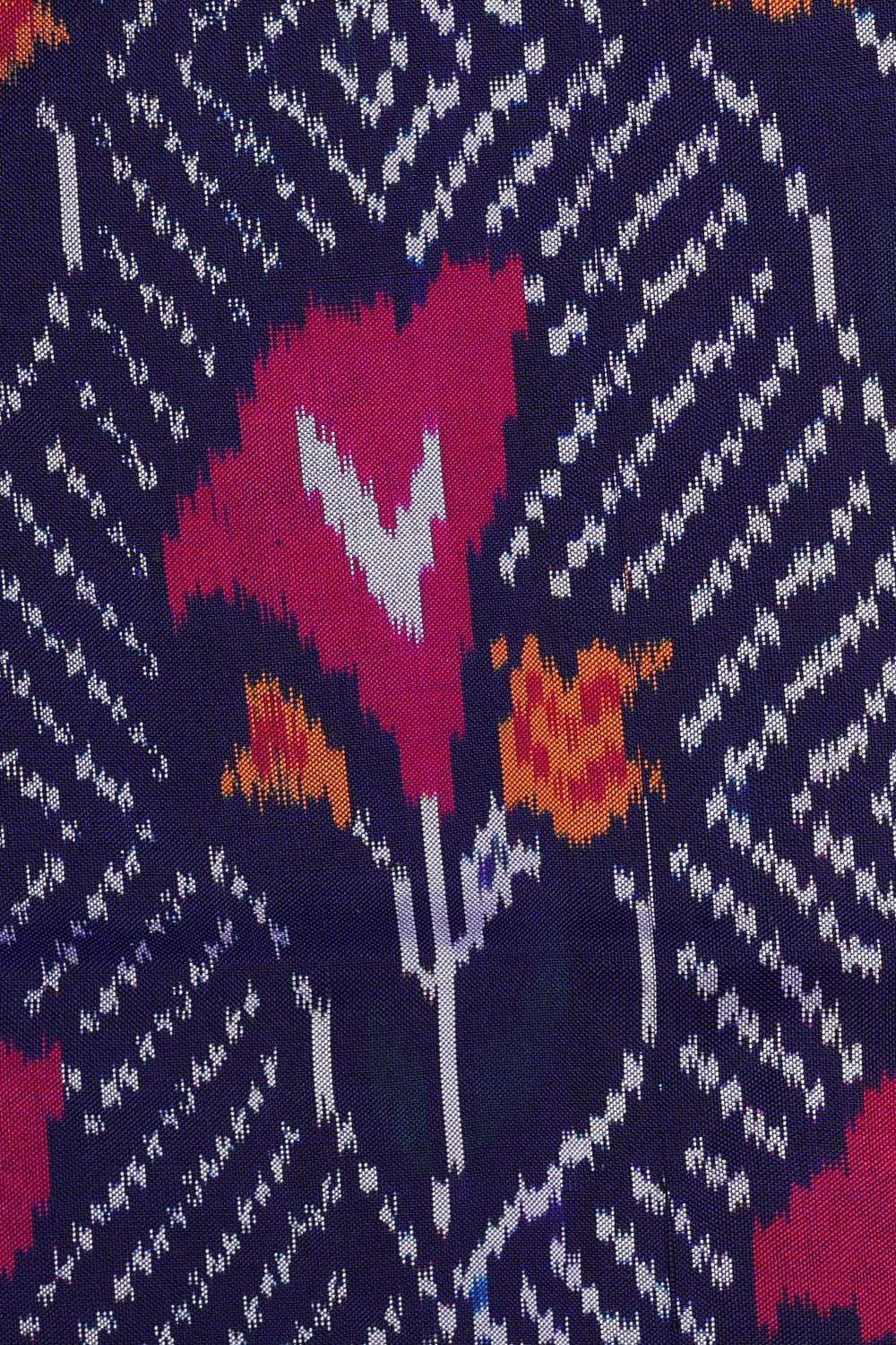 Image of Ikat Silk Navy Blue Saree