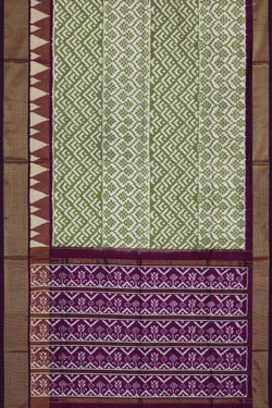 Image of Ikat Silk Pista Green Saree