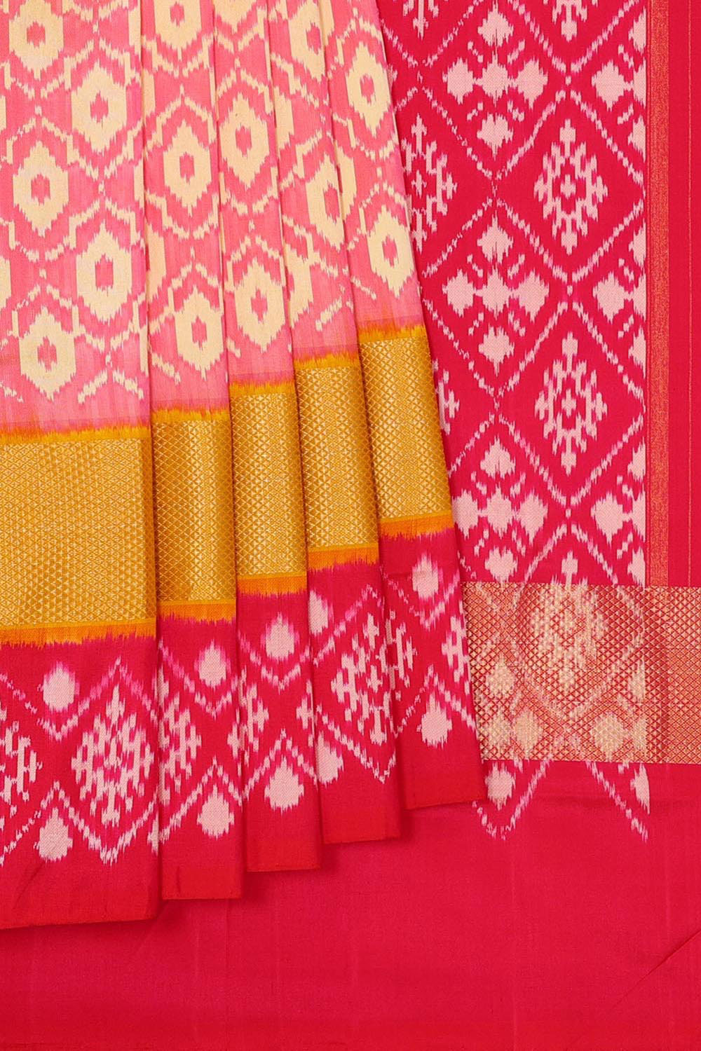 Ikat Silk Light Pink Saree