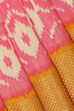 Image of Ikat Silk Light Pink Saree