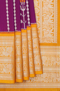 Image of Pochampally Ikat Silk Purple Saree