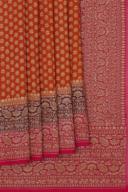 Collection of Banarasi Georgette Brownish Orange Saree in a gallery layout