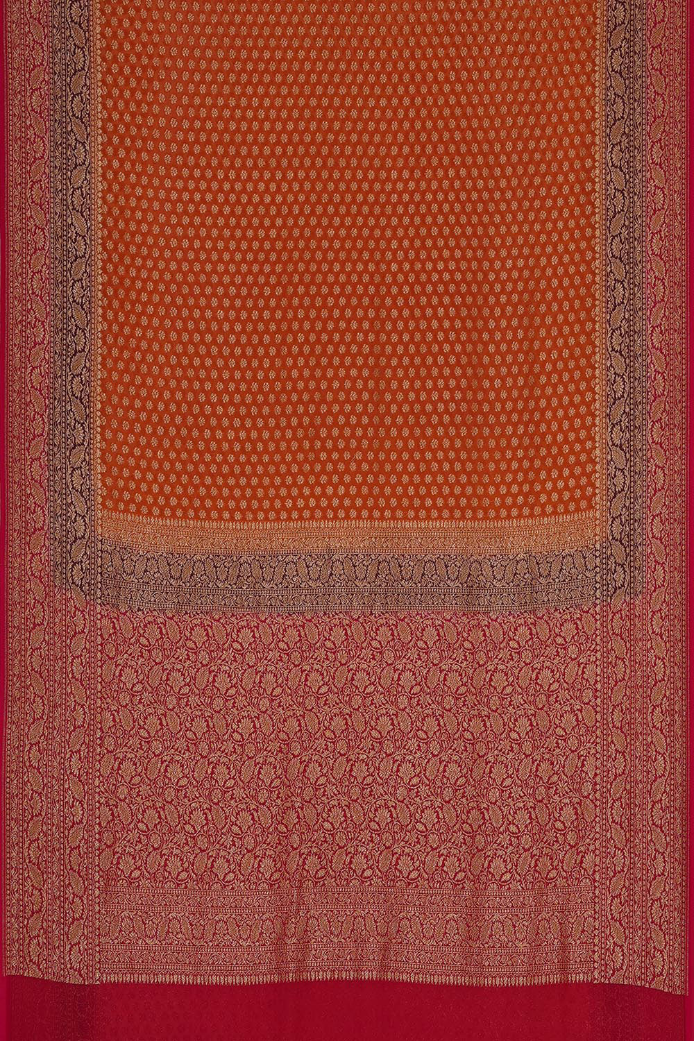 Collection of Banarasi Georgette Brownish Orange Saree in a gallery layout