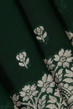 Image of Banarasi Georgette Bottle Green Saree