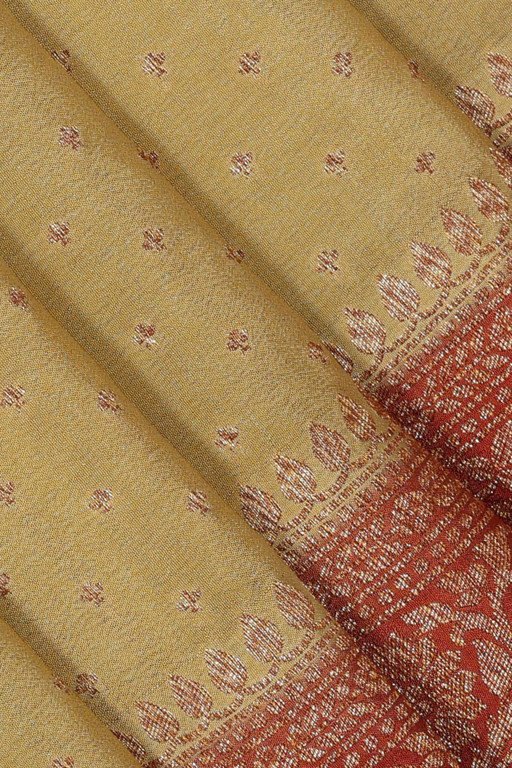 Banarasi Crepe Creamy Yellow Saree