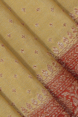 Image of Banarasi Crepe Creamy Yellow Saree