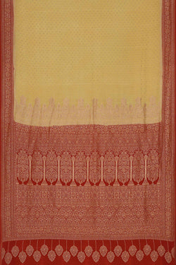 Image of Banarasi Crepe Creamy Yellow Saree