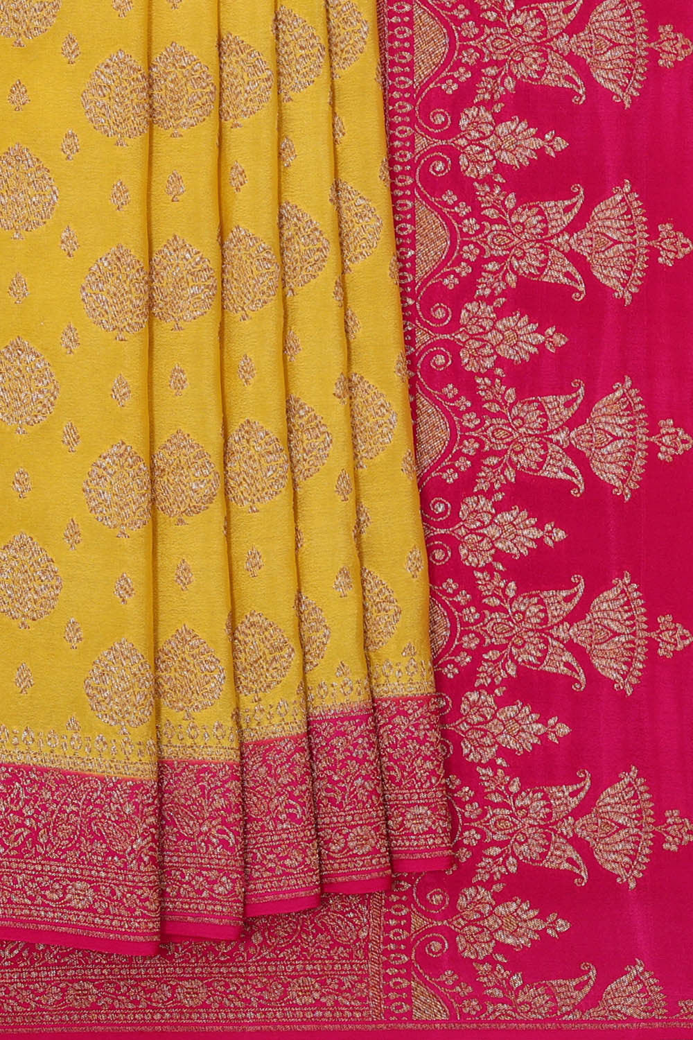 Banarasi Crepe Yellow Saree