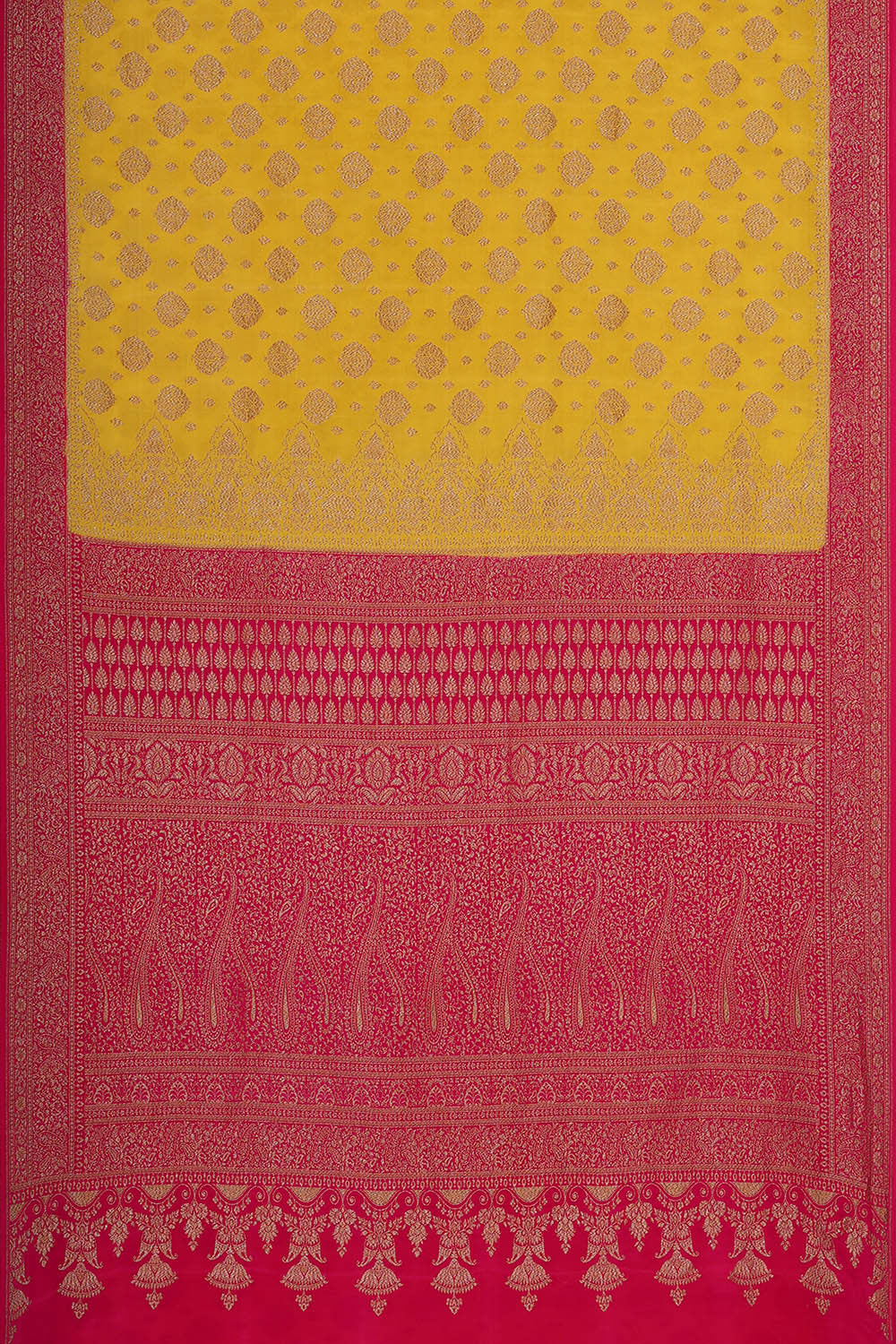 Image of Banarasi Crepe Yellow Saree
