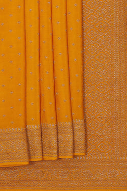 Image of Banarasi Crepe Mustard Yellow Saree