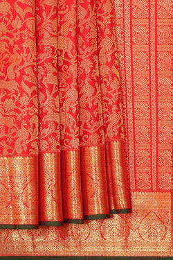 Collection of Kanchipattu Red Brocade Saree in a gallery layout