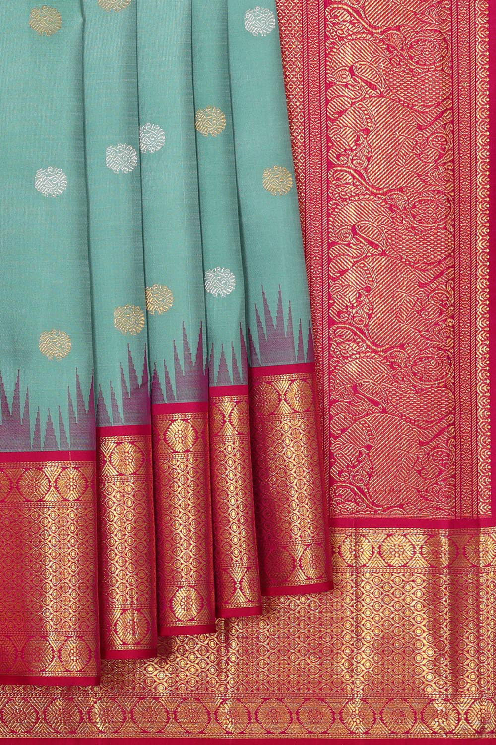 Collection of Kanchipattu Dull Green Brocade Saree in a gallery layout