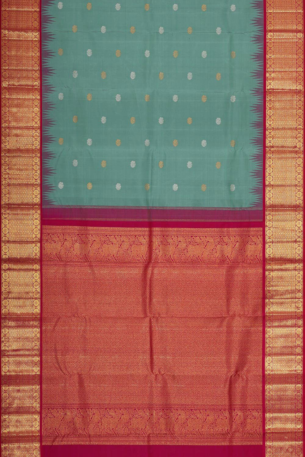 Collection of Kanchipattu Dull Green Brocade Saree in a gallery layout