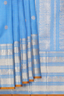 Collection of Kanchipattu Electric Blue Brocade Saree in a gallery layout