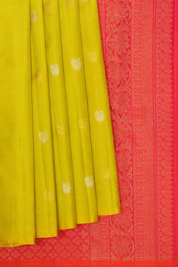 Collection of Kanchipattu Greenish Yellow Brocade Saree in a gallery layout