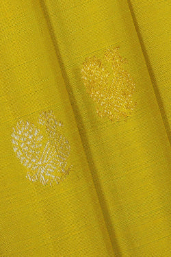 Collection of Kanchipattu Greenish Yellow Brocade Saree in a gallery layout