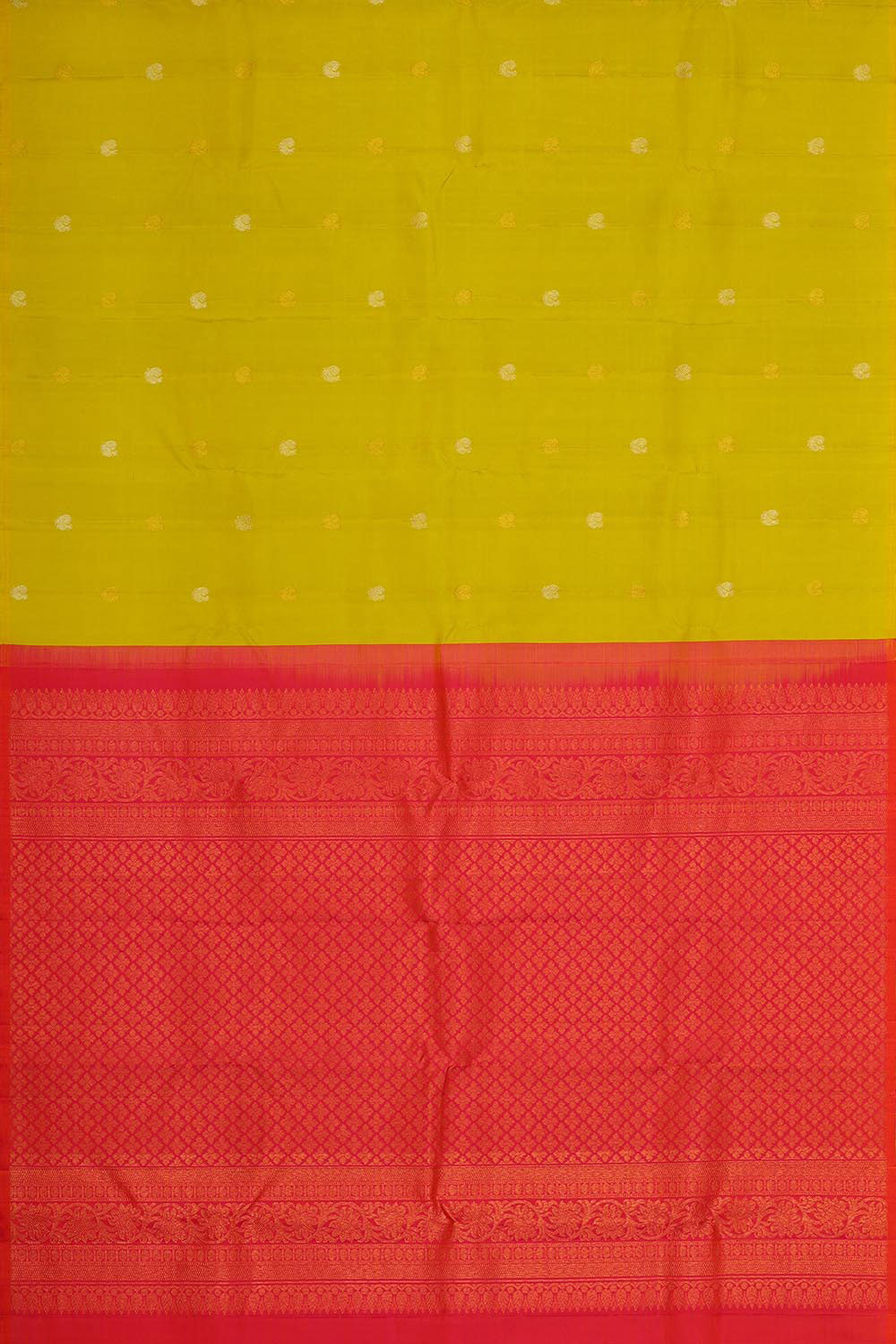 Collection of Kanchipattu Greenish Yellow Brocade Saree in a gallery layout