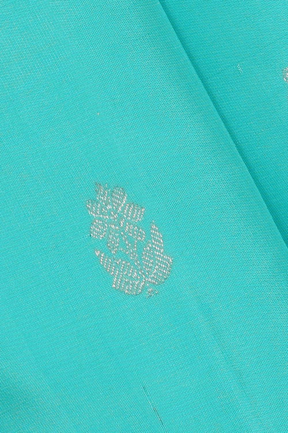 Collection of Kanchipattu Turquoise Blue Brocade Saree in a gallery layout