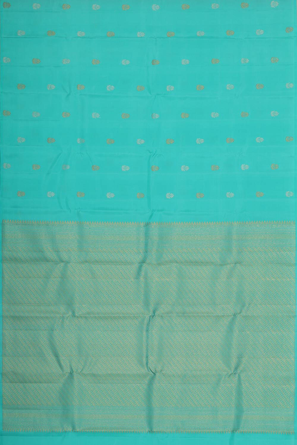 Collection of Kanchipattu Turquoise Blue Brocade Saree in a gallery layout