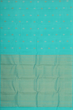 Collection of Kanchipattu Turquoise Blue Brocade Saree in a gallery layout