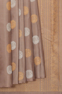 Collection of Kanchipattu Creamy Brown Brocade Saree in a gallery layout