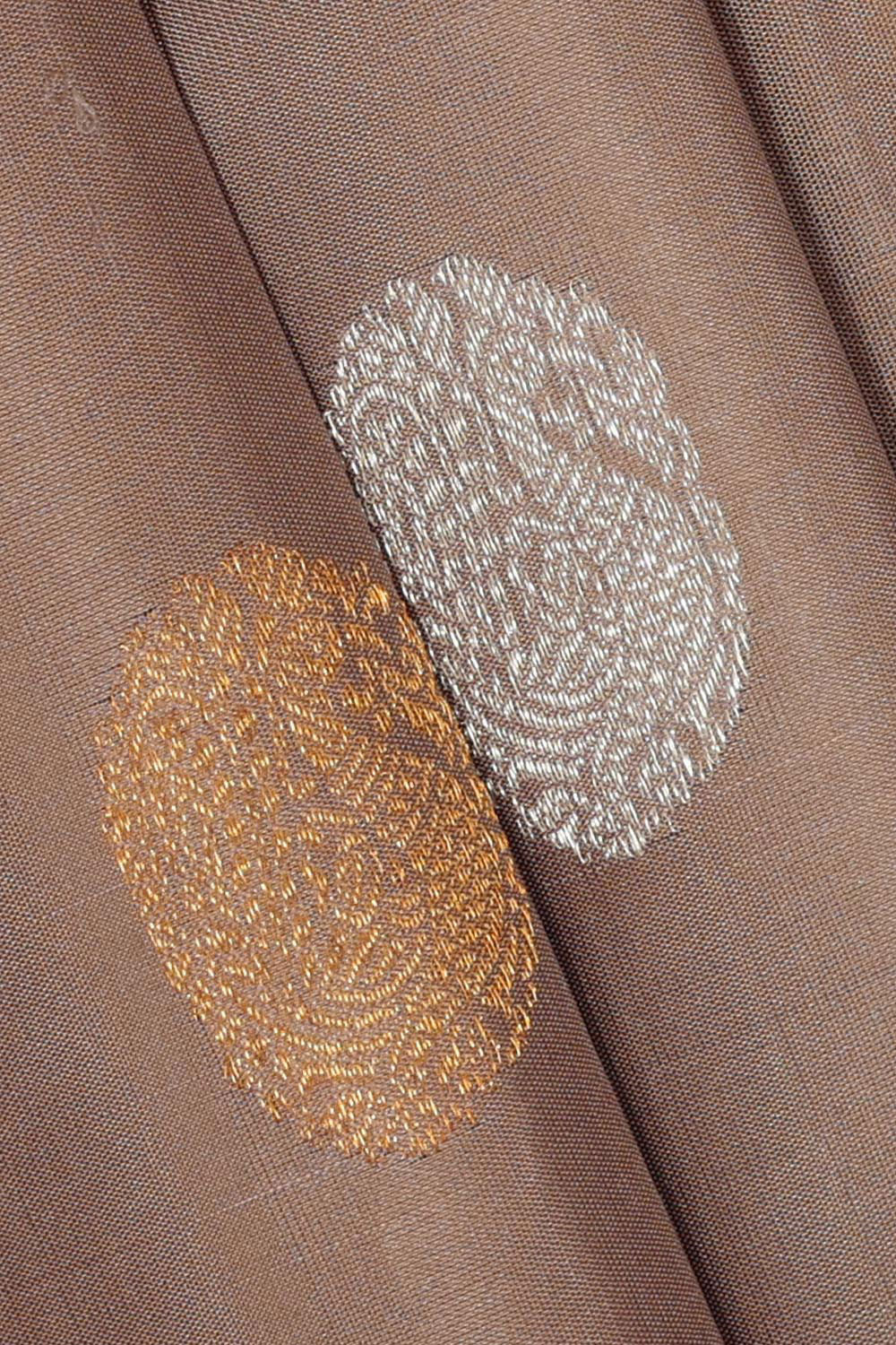 Collection of Kanchipattu Creamy Brown Brocade Saree in a gallery layout