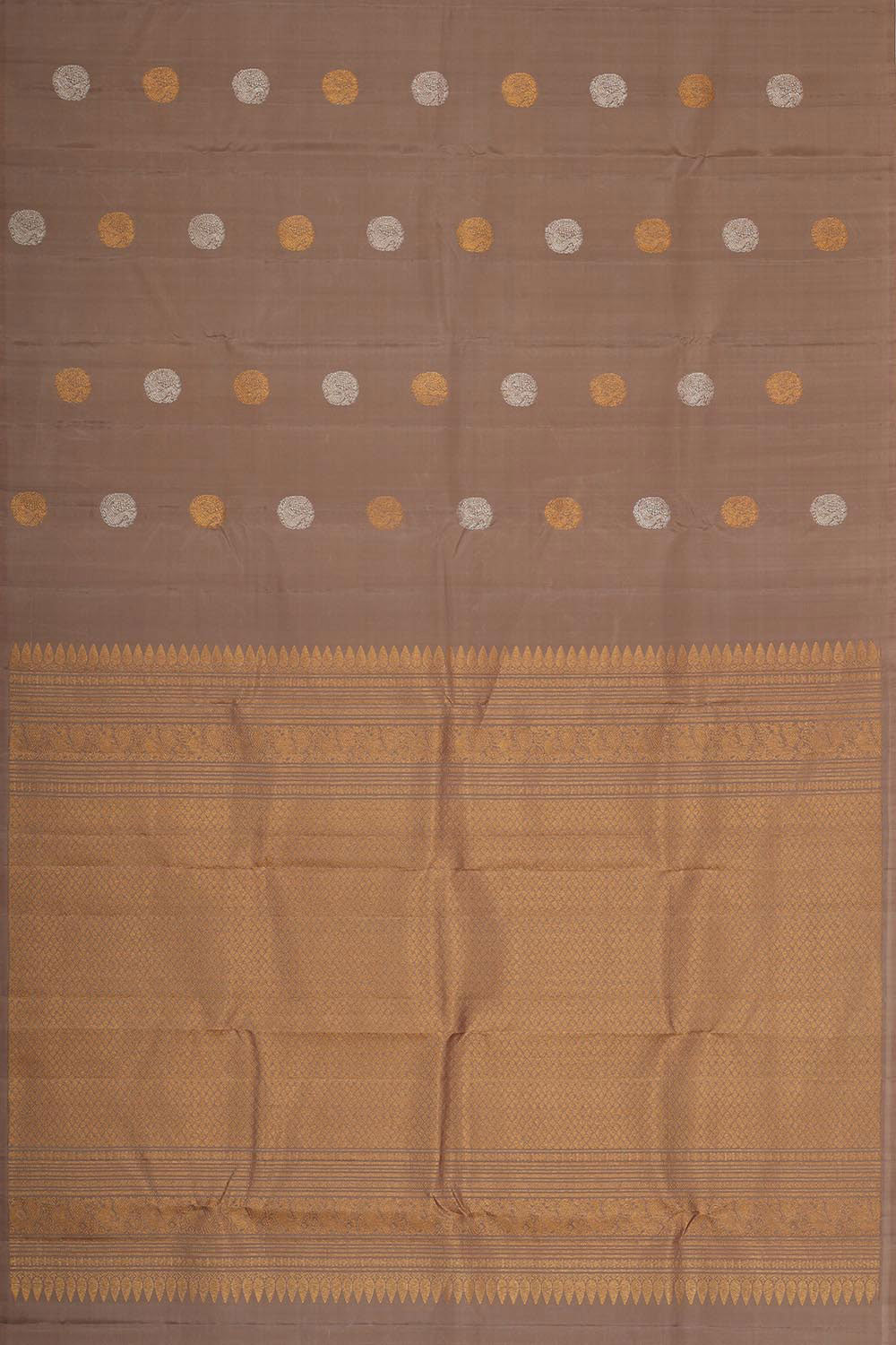 Collection of Kanchipattu Creamy Brown Brocade Saree in a gallery layout