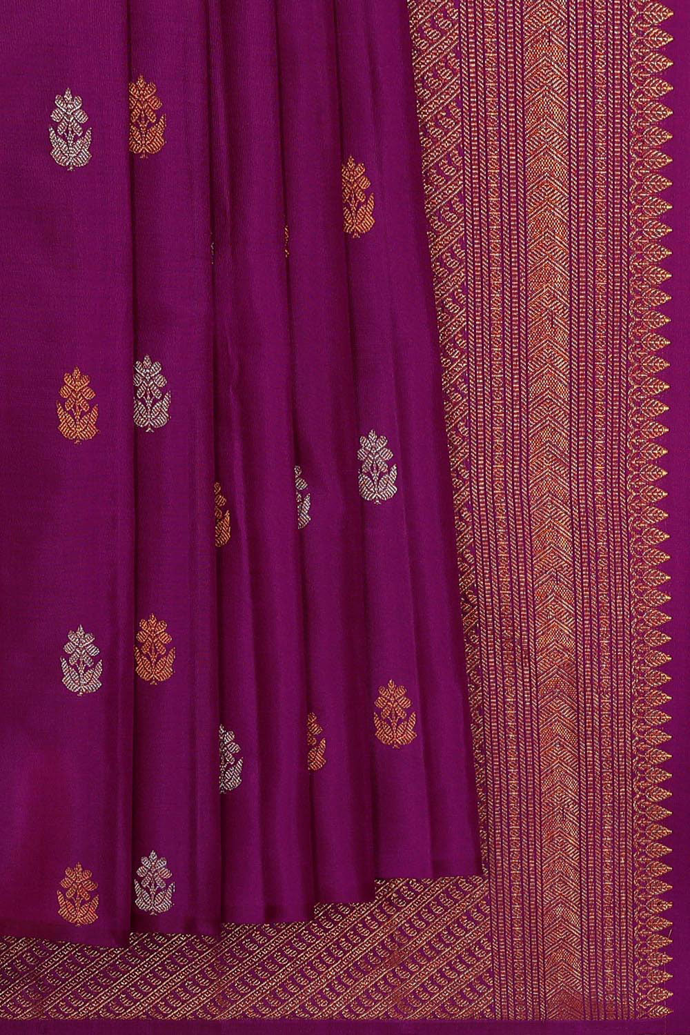 Collection of Kanchipattu Magenta Purple Brocade Saree in a gallery layout