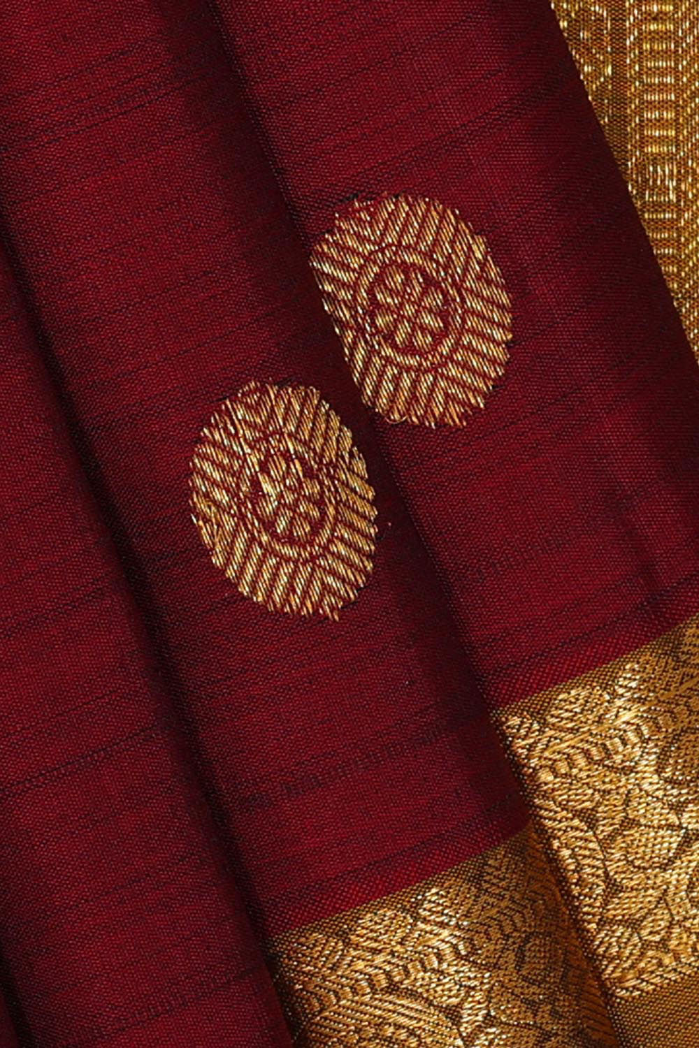 Collection of Kanchipattu Dark Red Brocade Saree in a gallery layout