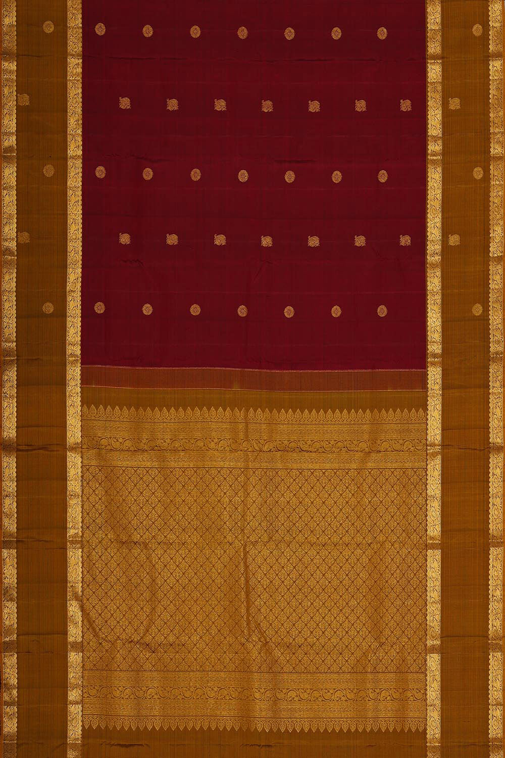 Collection of Kanchipattu Dark Red Brocade Saree in a gallery layout