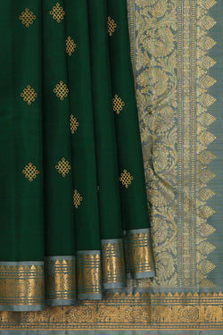 Collection of Kanchipattu Bottle Green Brocade Saree in a gallery layout