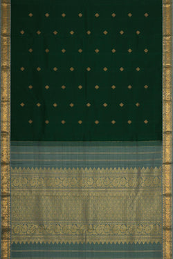 Collection of Kanchipattu Bottle Green Brocade Saree in a gallery layout