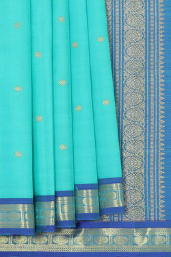 Collection of Kanchipattu Aqua Blue Brocade Saree in a gallery layout