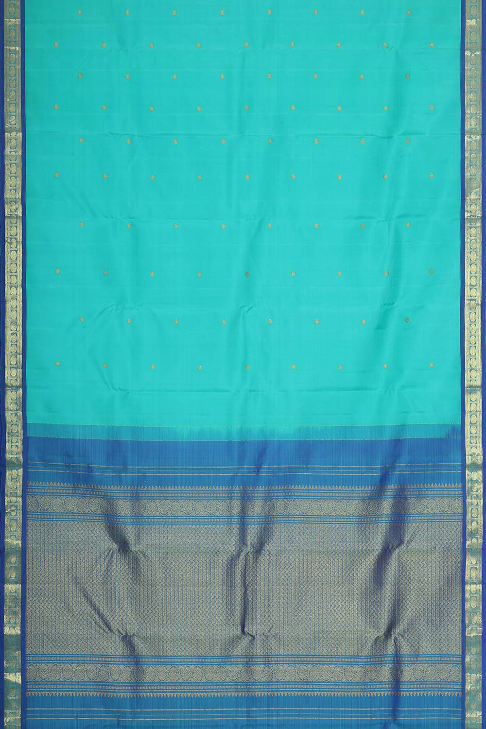 Image of Kanchipattu Aqua Blue Brocade Saree