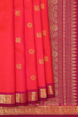 Collection of Kanchipattu Pinkish Red Brocade Saree in a gallery layout